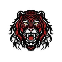 tigre raiva face com vermelho e Preto cor vetor ilustração mascote logotipo vetor