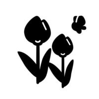 fofa Preto flor ícone desenho animado personagem vetor isolado em branco fundo. feliz Páscoa.