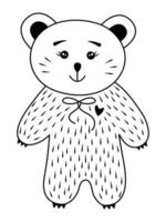 fofa urso. fofinho, pelúcia e muito positivo personagem, vetor Preto e branco ilustração