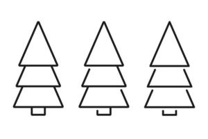 conjunto de ícones de linha de árvores de Natal. ilustração vetorial vetor