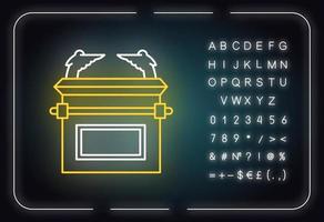 ícone de luz neon da arca da aliança vetor