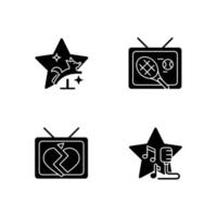 gêneros de séries de televisão ícones de glifo preto definidos no espaço em branco vetor
