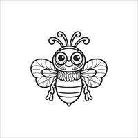abelha desenho animado coloração página ilustração vetor para crianças coloração livro