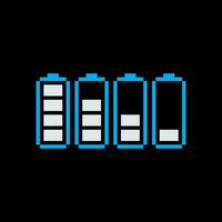pixel bateria ícone indicador conjunto vetor