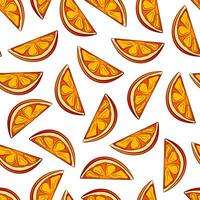 laranja fatiado desatado padronizar dentro desenho animado estilo. orgânico saudável tropical fruta fundo. vetor ilustração.