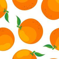 desatado padronizar com laranjas frutas e folhas. desenho animado estilo vetor ilustração.