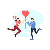 homem mulher casal e amor balão pessoas personagem plano Projeto vetor ilustração
