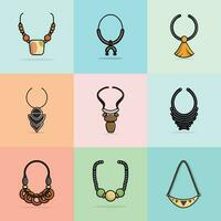 coleção do 9 lindo mulheres pescoço colares vetor ilustração. beleza moda objetos ícone conceito. conjunto do na moda plano moda colares vetor Projeto.