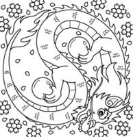 ano do a Dragão yin yang coloração página para crianças vetor