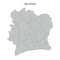 simples plano mapa do cote d'ivoire com fronteiras vetor