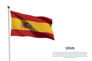 nacional bandeira Espanha acenando em branco fundo vetor