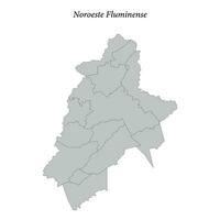 mapa do noroeste fluminense é uma mesorregião dentro rio de janeiro com fronteiras municípios vetor