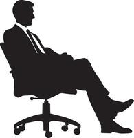 o negócio homem sentado em cadeira vetor silhueta