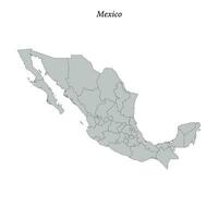 simples plano mapa do México com fronteiras vetor