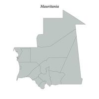 simples plano mapa do Mauritânia com fronteiras vetor