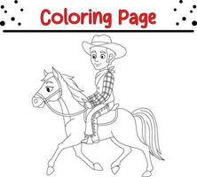 vaqueiro equitação cavalo coloração página vetor