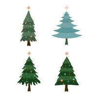 coleção do quatro Natal árvores dentro diferente estilos. verde Natal árvores vetor ilustração