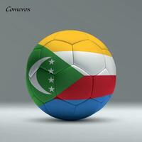 3d realista futebol bola eu com bandeira do Comores em estúdio fundo vetor