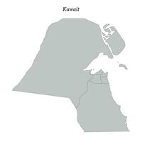 simples plano mapa do Kuwait com fronteiras vetor
