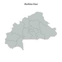 simples plano mapa do burkina faso com fronteiras vetor