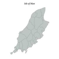 simples plano mapa do ilha do homem com fronteiras vetor