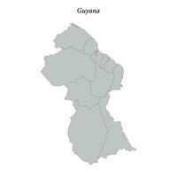 simples plano mapa do Guiana com fronteiras vetor