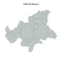 mapa do vale Faz mucuri é uma mesorregião dentro minas gerais com fronteiras municípios vetor