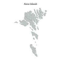 simples plano mapa do faroé ilhas com fronteiras vetor