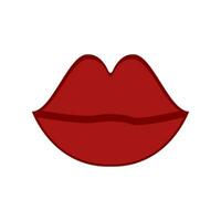 simples vermelho lábios beijo. vetor correção, adesivo isolado em branco. legal sexy vermelho beijou. desenho animado placa para imprimir, dentro histórias em quadrinhos, moda, pop arte, retro estilo