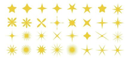 conjunto do amarelo estrelas brilhar ícone. Estrela formas coleção. moderno geométrico dourado elementos vetor
