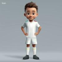3d desenho animado fofa jovem futebol jogador dentro Eu corri nacional equipe kit vetor