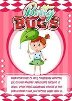 modelo de cartão de jogo de personagem com palavra betty bugs vetor