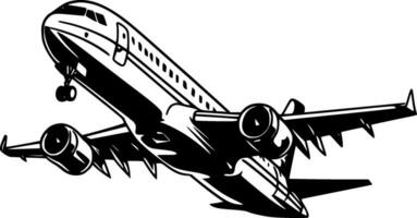 avião, Preto e branco vetor ilustração