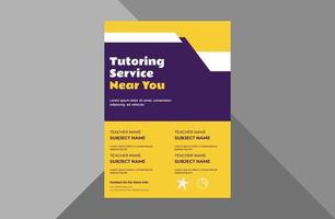 design de folheto de promoção de serviço de tutoria. modelo de folheto de pôster de serviço de tutoria online. modelo a4, design de brochura, capa, folheto, cartaz, pronto para impressão vetor