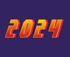 feliz Novo ano 2024 abstrato laranja e amarelo gráfico Projeto vetor logotipo símbolo ilustração com azul fundo