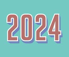 feliz Novo ano 2024 abstrato Castanho e branco gráfico Projeto vetor logotipo símbolo ilustração com ciano fundo