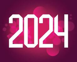 feliz Novo ano 2024 abstrato branco gráfico Projeto vetor logotipo símbolo ilustração com roxa fundo