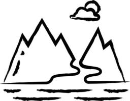 rio montanhas mão desenhado vetor ilustração