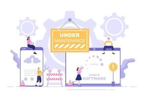 ilustração vetorial de sistema de software em manutenção vetor