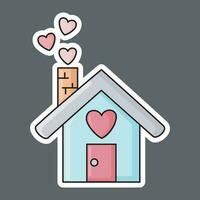 casa ícone adesivo com amor decoração vetor
