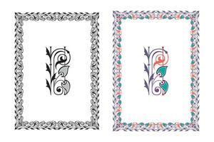 vintage floral clássico caligráfico retro vinheta rolagem quadros ornamental Projeto elementos Preto e cor conjunto isolado vetor