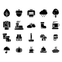 conjunto de ícones de estilo glifo de outono vetor