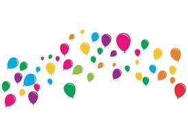 balões festivos de vetor voador brilhantes com balões brilhantes para as férias