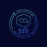 carbono emissões custo ícone, linear Projeto vetor