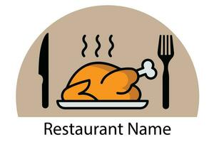restaurante frango jantar logotipo vetor
