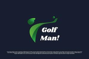 golfe homem logotipo Projeto ilustração. gradiente silhueta do homem jogando verde esporte clube golfe campeonato passatempo Diversão jogo. plano gradiente ícone conceito simples minimalista moderno elegante espírito. vetor