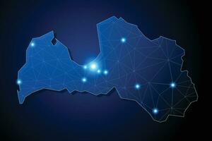 Letônia - país forma com linhas conectando principal cidades vetor