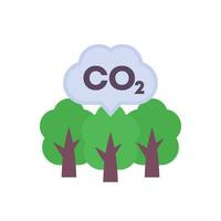 carbono Deslocamento ícone, co2 emissões redução, plano vetor
