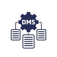 dms, documento gestão sistema ícone com uma engrenagem vetor