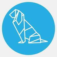 ícone cachorro origami. chinês zodíaco elementos. ícones dentro azul volta estilo. Boa para impressões, cartazes, logotipo, anúncio, decoração, infográficos, etc. vetor